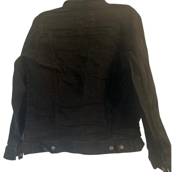 GUC Zara Women's Black Denim Jacket Button Front Size Medium - Picture 2 of 4
